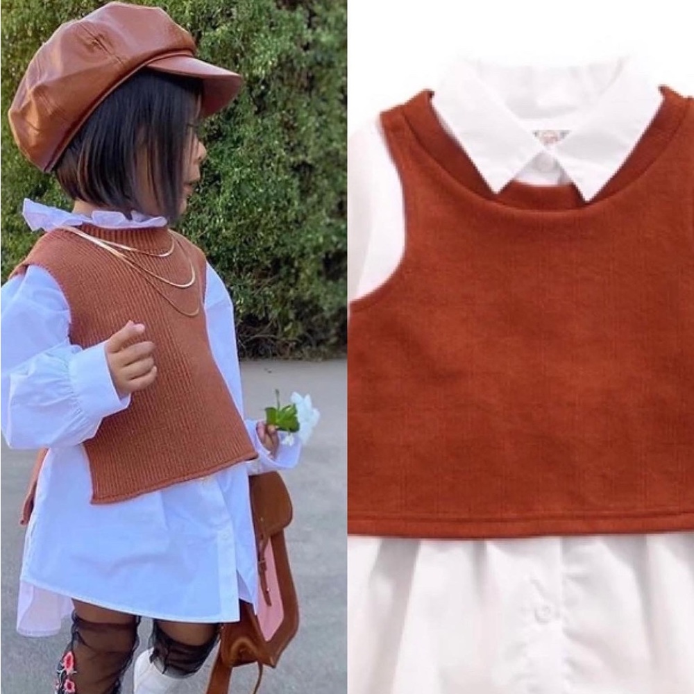 Super Cute 🥰  Girls Tan Pullover Sweater Dress🤎🤎🍂🍁